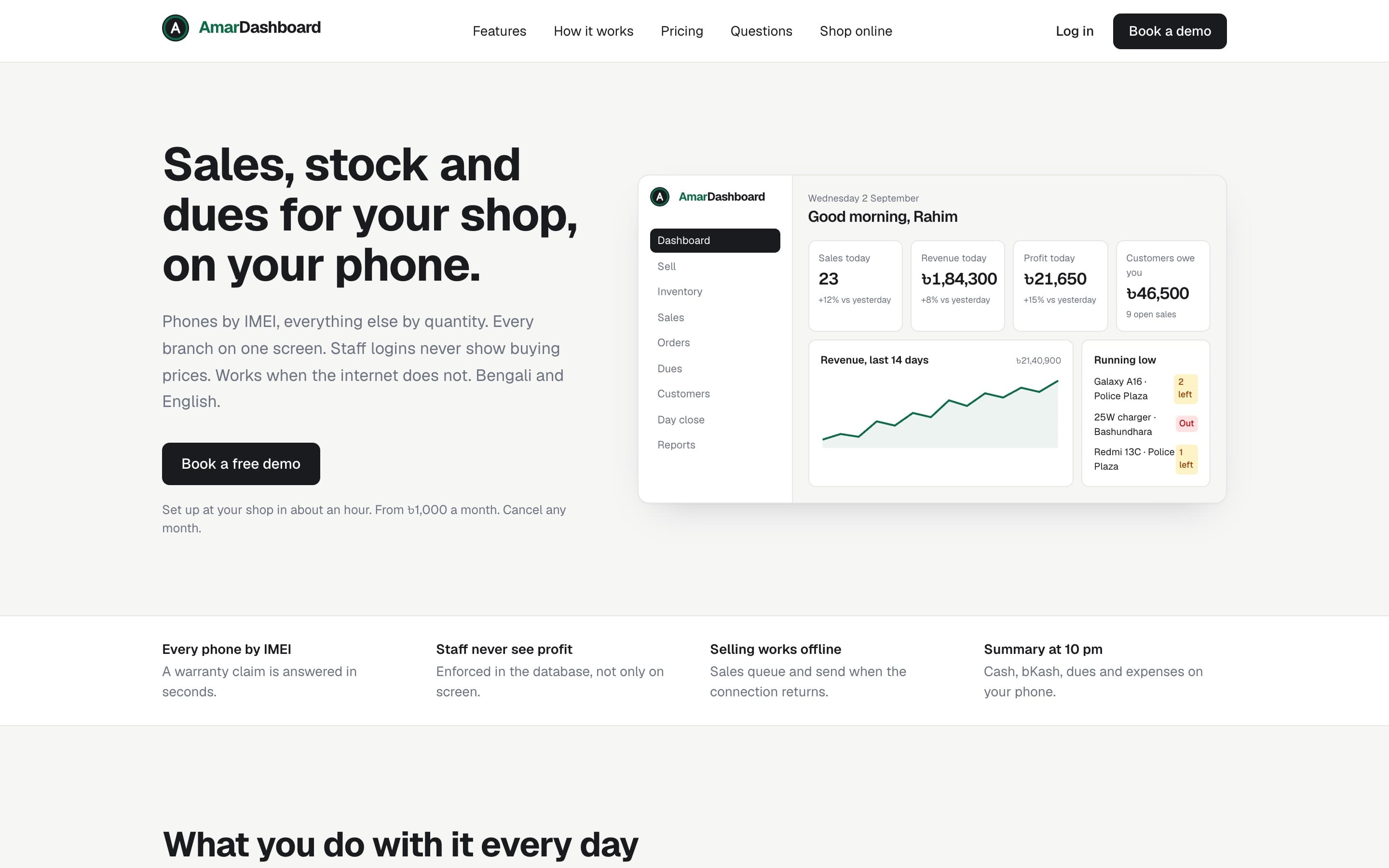 The live AmarDashboard website